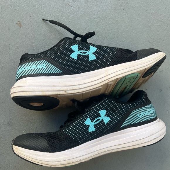 Under Armour Black and Aqua Athletic Shoes - Picture 1 of 6